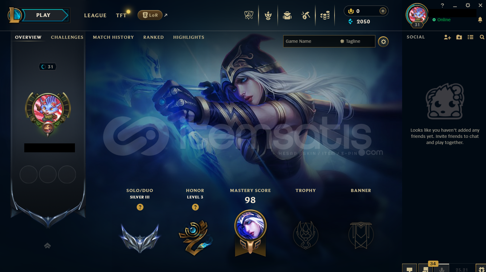 TR Silver 3 | 34 Hero | LoL Hesap TR Silver 3 | 34 Hero | LoL Hesap