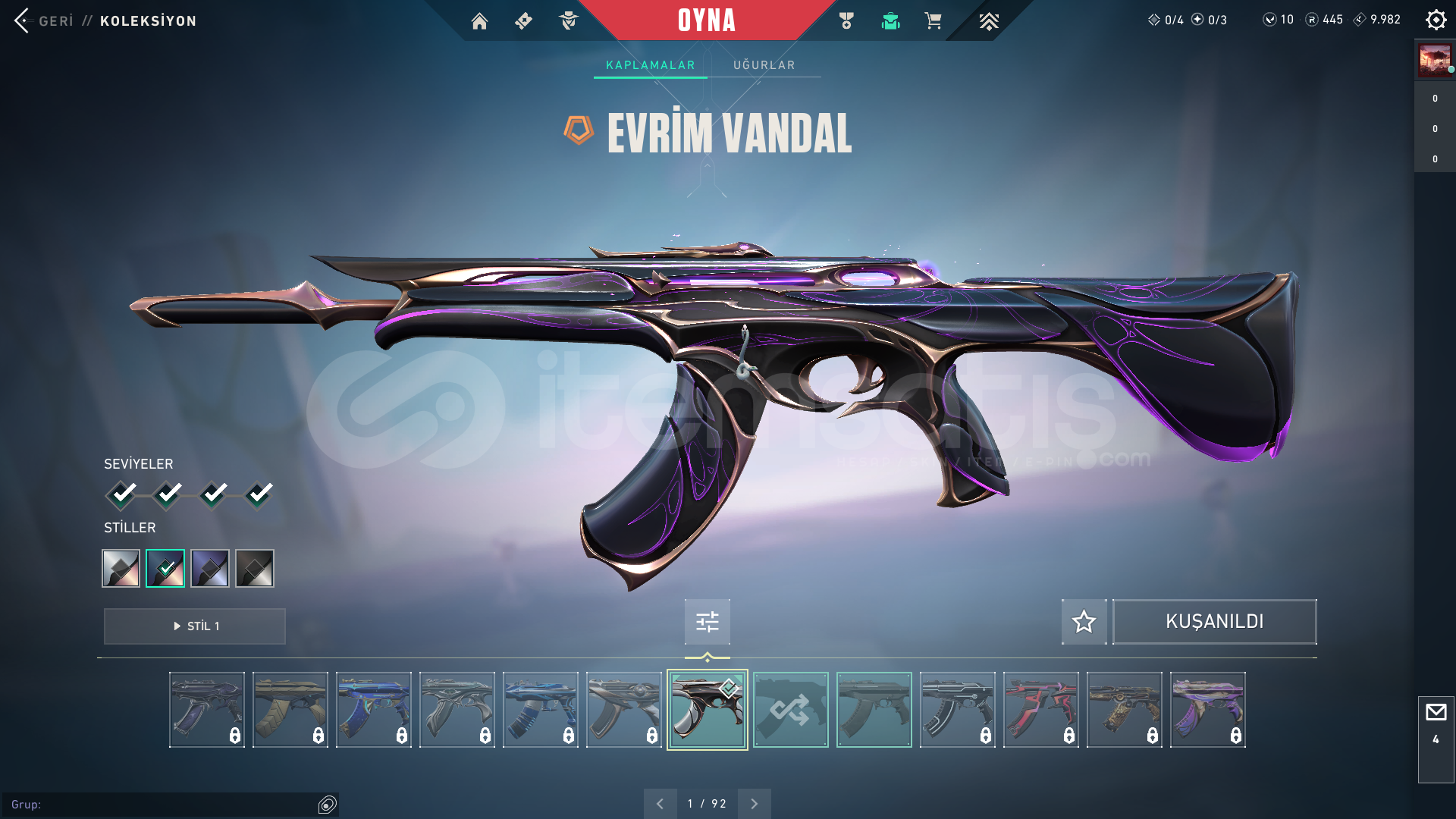 TR SV EVRİM VANDAL+ZİFİR VANDAL + 6 SKİN  TR SV EVRİM VANDAL+ZİFİR VANDAL + 6 SKİN