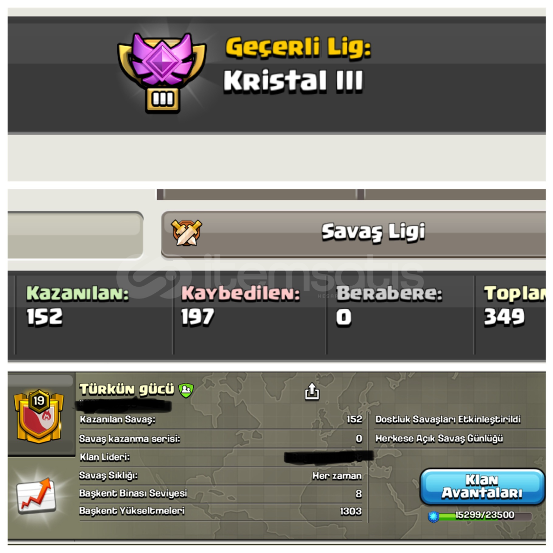 TÜRKÜN GÜCÜ 19 LVL KRİSTAL 3  TÜRKÜN GÜCÜ 19 LVL KRİSTAL 3