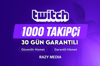 Twitch 1000 Takipçi Garantili 30 gün garantili