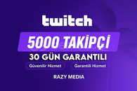 Twitch 5000 Takipçi Garantili 30 gün garantili