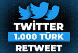 ⭐Twitter 1000 Türk Retweet + 30 Gün Garanti⭐