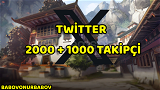 Twitter (X) 2000 + 1000 takipçi.