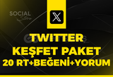 Twitter (X) Etkileşim Paketi 20 Rt+Yorum+Beğeni