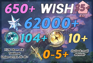 UL35+ | 650+ Wish 62000+ Astrite 104+10+0-5 Tide