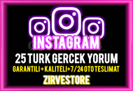 ⭐️ULTRA KALİTE⭐️ İnstagram 25 Gerçek Türk Yorum