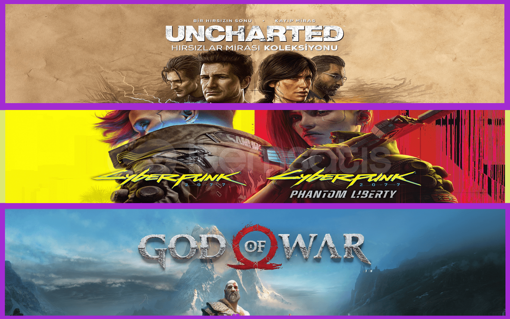 Uncharted + Cyberpunk 77 + God Of War Uncharted + Cyberpunk 77 + God Of War