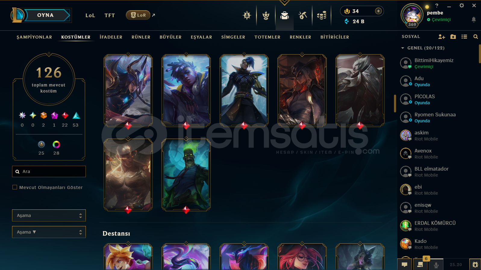 Valorant - League of Legends Dolu Mainlik Hesap  Valorant - League of Legends Dolu Mainlik Hesap
