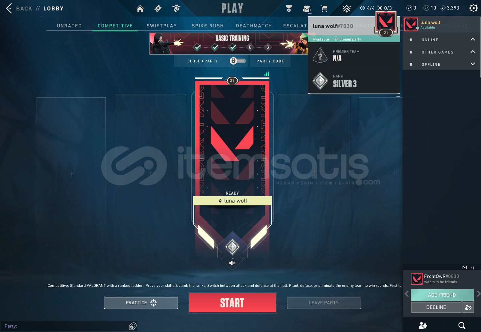 Valorant yüksek MMR Gümüş 3 HESAP Valorant yüksek MMR Gümüş 3 HESAP