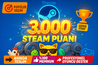 ⭐[VIDEOLU-OTO]⭐3.000 STEAM PUANI NET