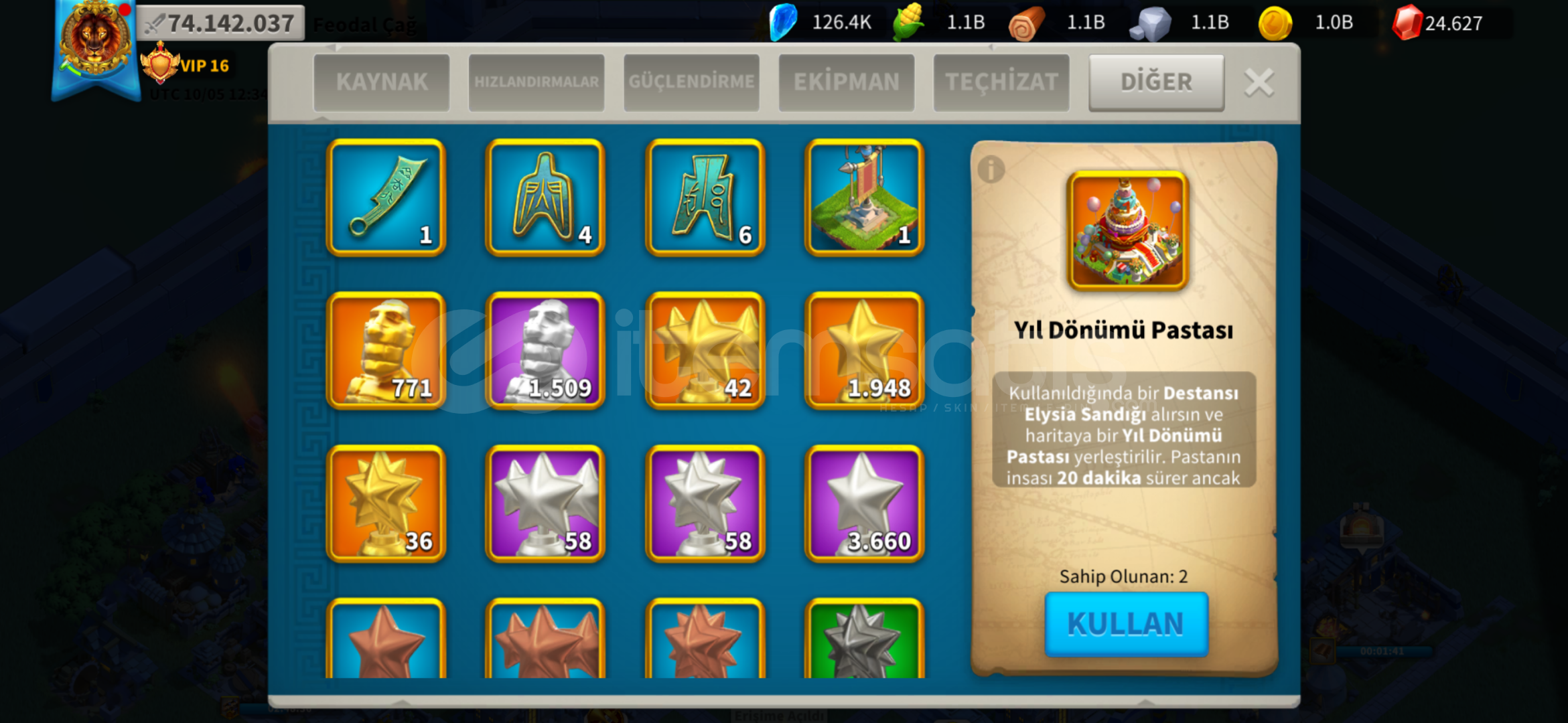 Vip 16 Full T5 74m Güç, 1.3b Kp Göçe Hazır Hesap Vip 16 Full T5 74m Güç, 1.3b Kp Göçe Hazır Hesap