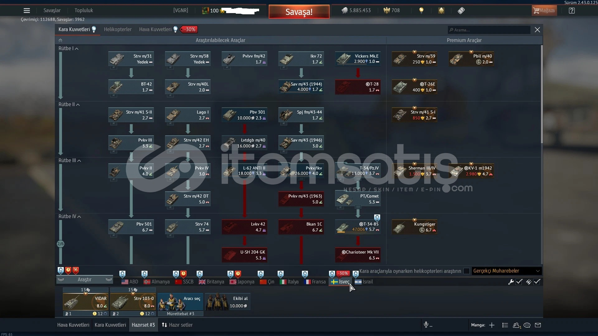 War Thunder Top Tier Tank Ve Uçak Mail ile  War Thunder Top Tier Tank Ve Uçak Mail ile