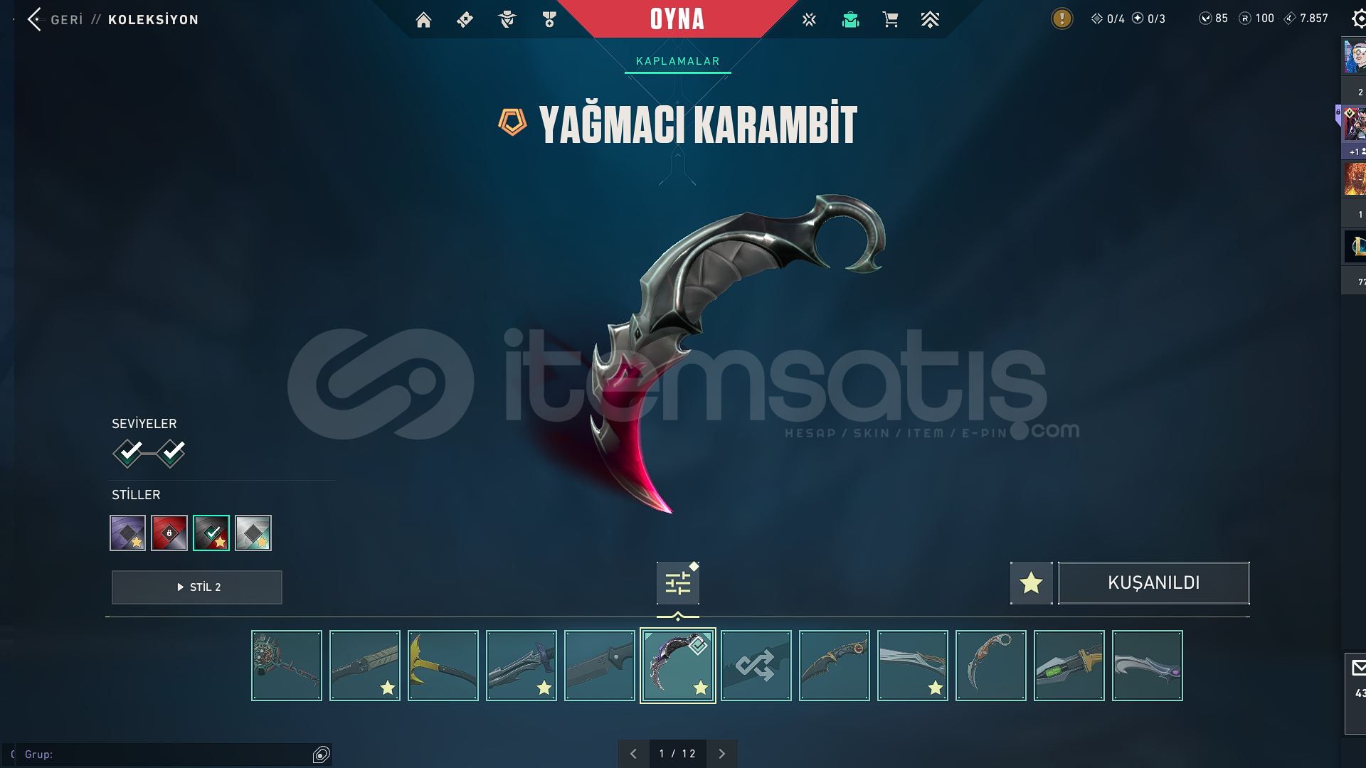 YAĞMACI KARAMBİT ÇEŞİTLİ VANDAL PHANTOM SKİNLER YAĞMACI KARAMBİT ÇEŞİTLİ VANDAL PHANTOM SKİNLER
