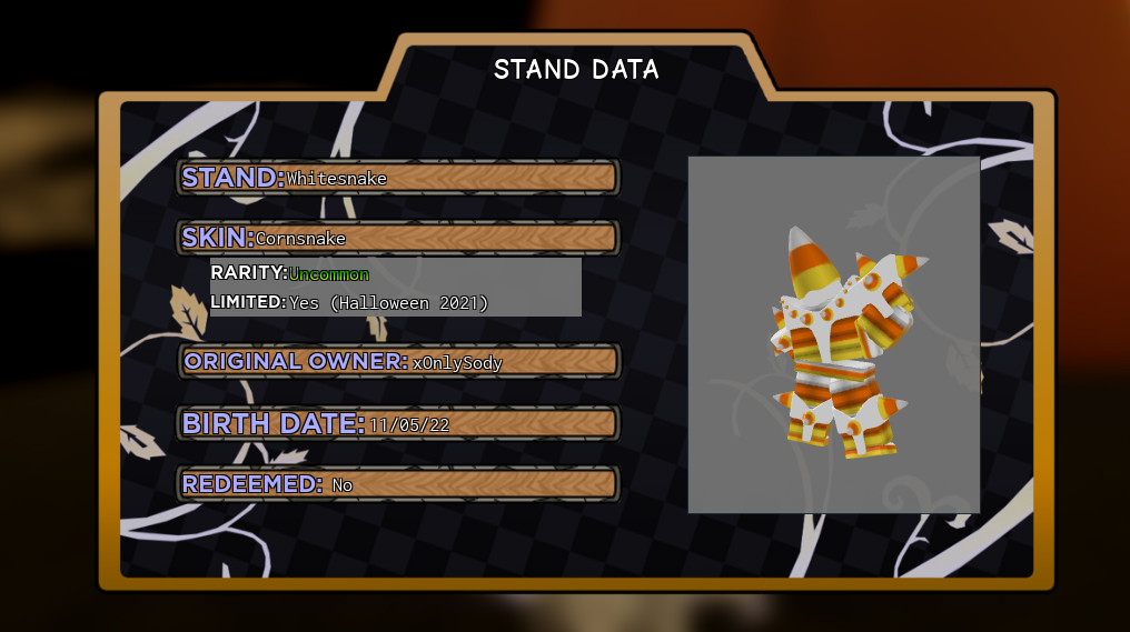 YBA Corn Snake(White Snake Limited Skin)EN 1077352 İtemsatış