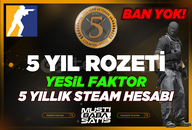Yeşil Faktör 5 Yıllık Rozetli Cs2 Hesapları