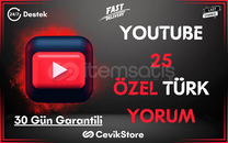 ⭐ YouTube 25 Özel Türk Yorum [Garanti]⭐