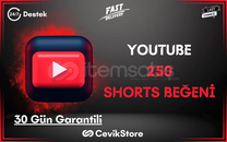 ⭐YouTube 250 Shorts Beğeni [Garanti]⭐