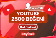 YOUTUBE 2.500 BEĞENİ / GARANTİLİ