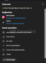 Youtube 398.000 Gösterimli Hesap