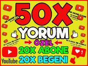 ⭐KALICI YOUTUBE 50X ÖZEL YORUM 20X ABONE 20x-