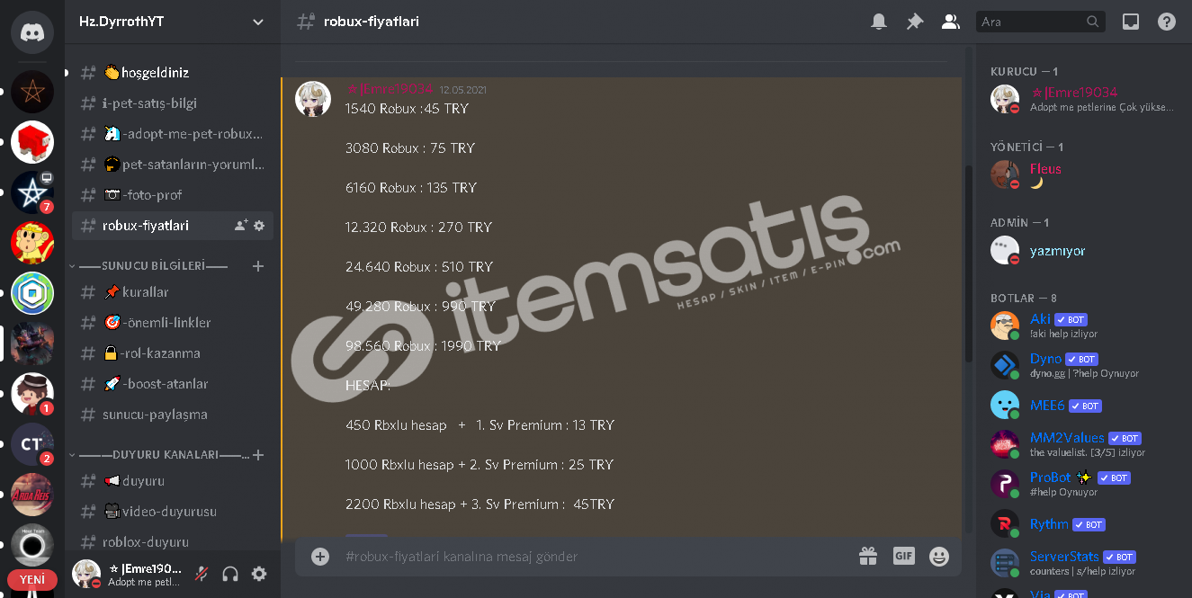 roblox robux fiyatlari