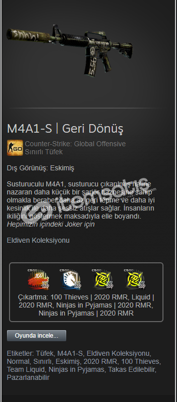 M4a1 S Geri Donus Itemsatis